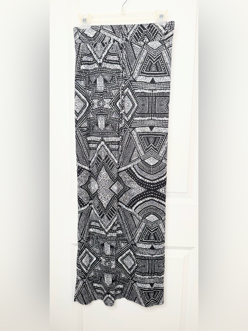 Sonoma Goods For Life Maxi Skirt Large Black White Geometric Stretch Boho Slit